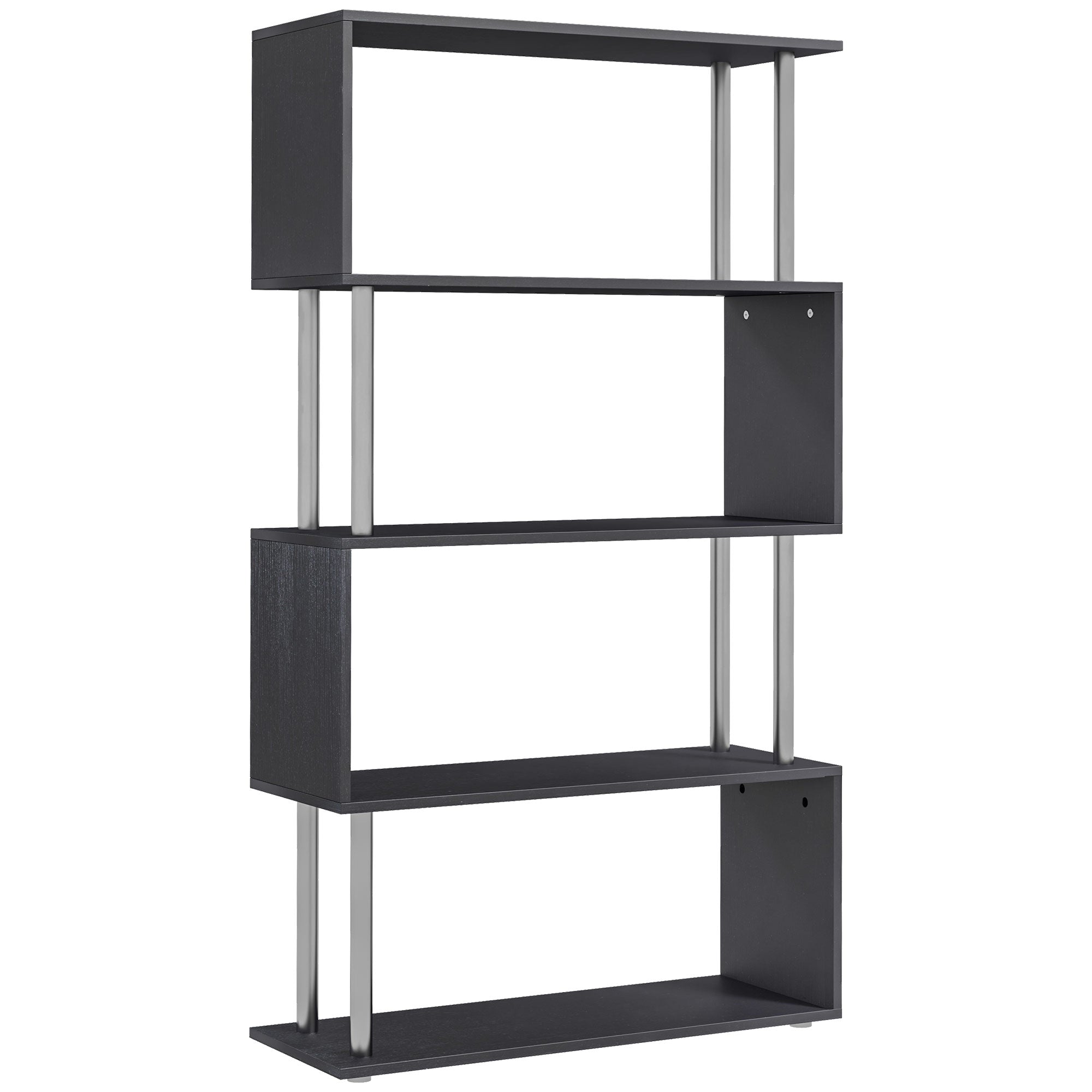 S Design 5-Tier Bookshelf – Modern Black Wooden Shelving Unit for Office &amp; Home Office