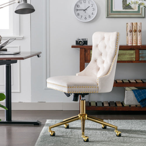 Chaise de Bureau Capitonnée en Velours – Élégance & Confort Ajustable | DeskHarmony