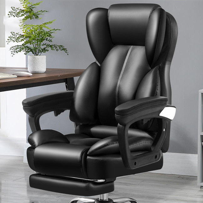 Fauteuil de Bureau Inclinable DeskHarmony™ avec Massage – Chaise Ergonomique Pivotante en Cuir PU, Repose-pieds et Confort Premium