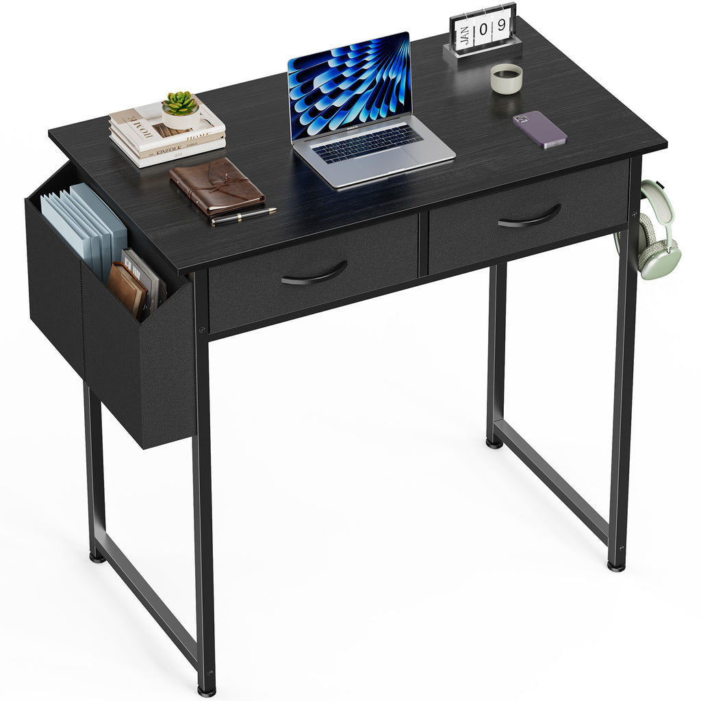 Bureau Compact avec Rangement – 32" ou 48", Noir, Blanc ou Bois