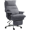 Executive Reclining Office Chair with Footrest and Lumbar Support – Grey Corduroy