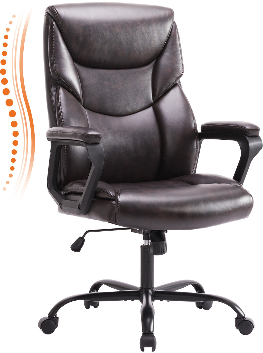 Fauteuil de Bureau en Similicuir – Dossier Haut & Accoudoirs Relevables