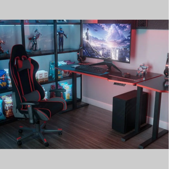 Bureau Électrique Réglable – Grand Plateau Monobloc Noir