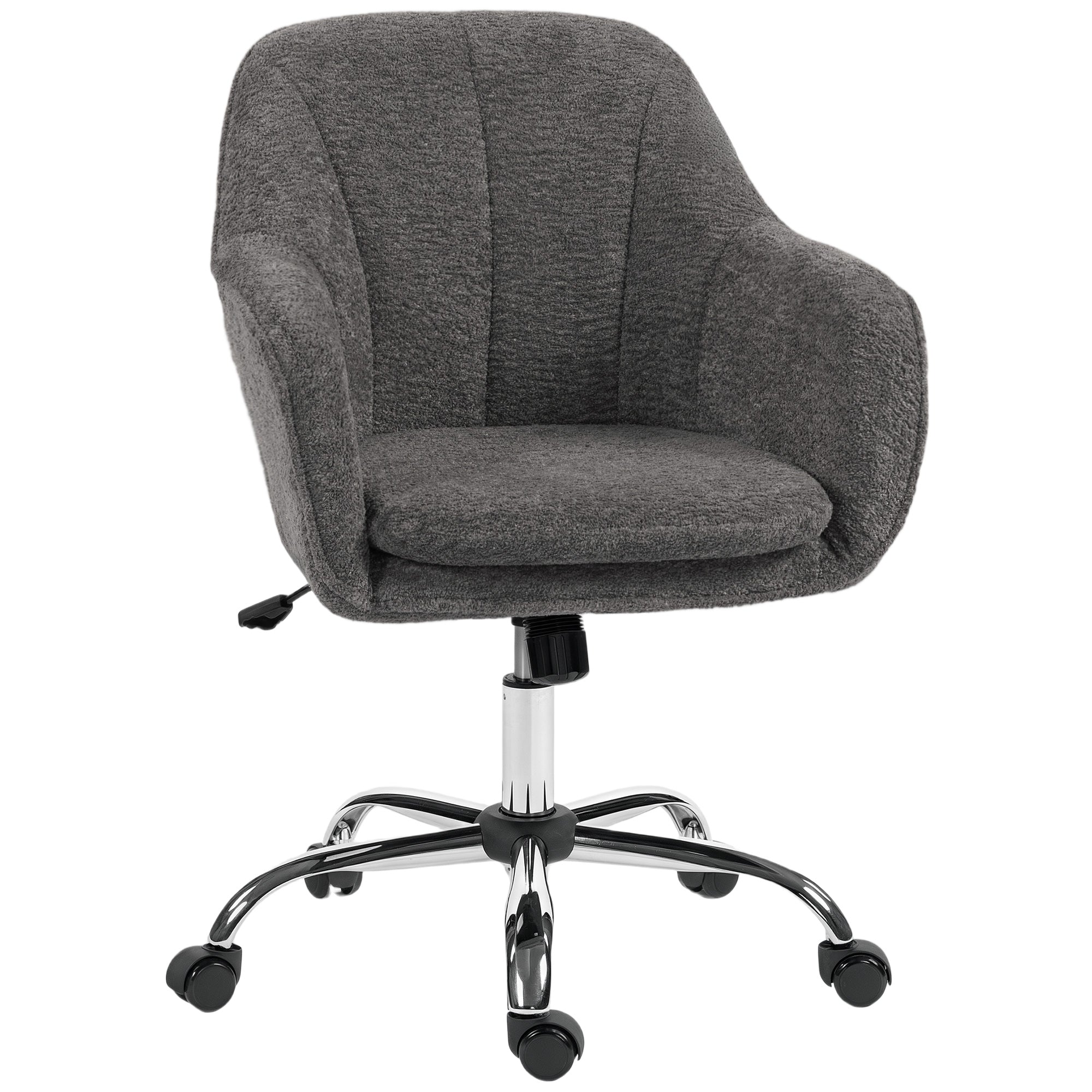 Fauteuil de Bureau en Velours Gris – Confort Enveloppant & Hauteur Réglable